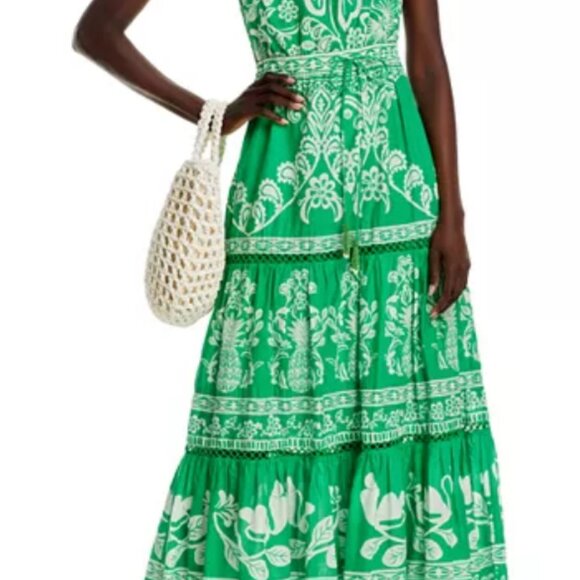 XL FARM Rio Sweet Garden Green Maxi Dress One Shoulder NWOT Never Worn - Picture 6 of 16